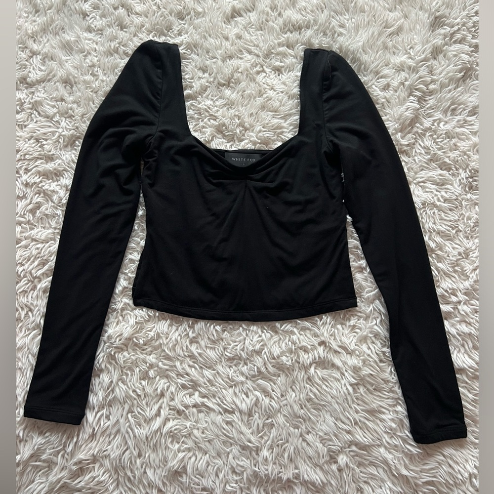White Fox Black Cropped Long Sleeve - Picture 2 of 8